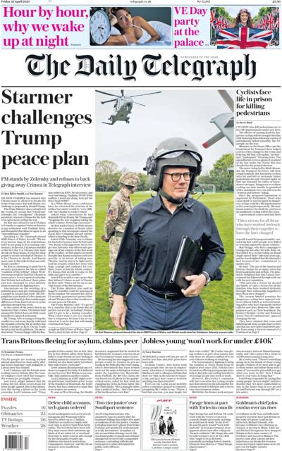 The Daily Telegraph Newspaper Front Page (UK) for 26 April 2025