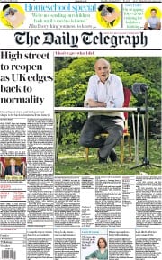 The Daily Telegraph (UK) Newspaper Front Page for 26 May 2020