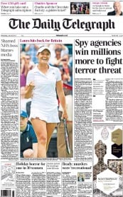 The Daily Telegraph (UK) Newspaper Front Page for 26 June 2013