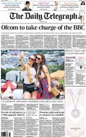 The Daily Telegraph Newspaper Front Page (UK) for 26 June 2015