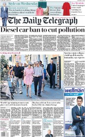 The Daily Telegraph (UK) Newspaper Front Page for 26 July 2017