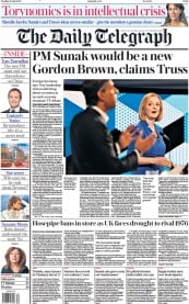 The Daily Telegraph front page for 26 July 2022