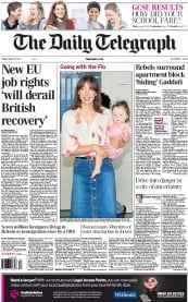 The Daily Telegraph (UK) Newspaper Front Page for 26 August 2011