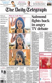 The Daily Telegraph (UK) Newspaper Front Page for 26 August 2014