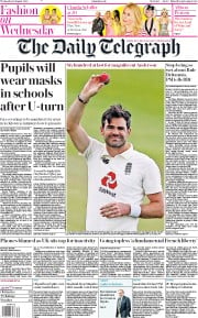 The Daily Telegraph (UK) Newspaper Front Page for 26 August 2020