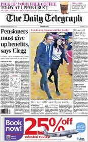 The Daily Telegraph (UK) Newspaper Front Page for 26 September 2012