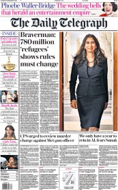 The Daily Telegraph front page for 26 September 2023