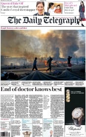 The Daily Telegraph (UK) Newspaper Front Page for 27 October 2016