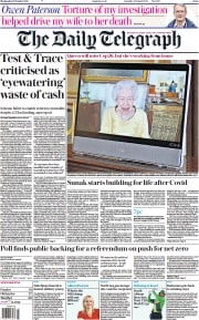 The Daily Telegraph (UK) Newspaper Front Page for 27 October 2021