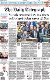 The Daily Telegraph (UK) Newspaper Front Page for 27 October 2022