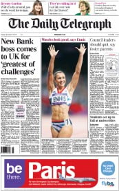The Daily Telegraph (UK) Newspaper Front Page for 27 November 2012
