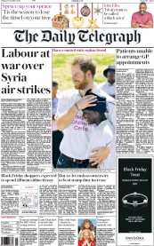 The Daily Telegraph (UK) Newspaper Front Page for 27 November 2015