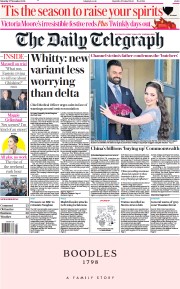 The Daily Telegraph (UK) Newspaper Front Page for 27 November 2021