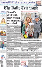 The Daily Telegraph front page for 27 November 2023