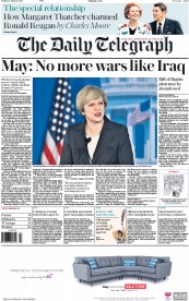 The Daily Telegraph (UK) Newspaper Front Page for 27 January 2017