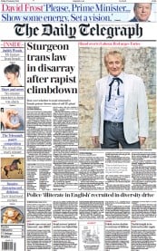 The Daily Telegraph (UK) Newspaper Front Page for 27 January 2023