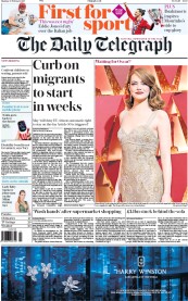 The Daily Telegraph (UK) Newspaper Front Page for 27 February 2017