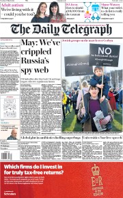 The Daily Telegraph (UK) Newspaper Front Page for 27 March 2018