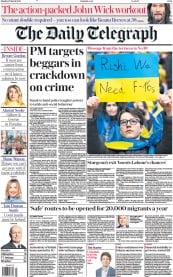 The Daily Telegraph front page for 27 March 2023
