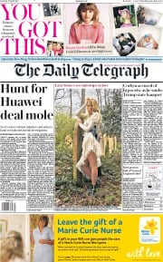 The Daily Telegraph (UK) Newspaper Front Page for 27 April 2019