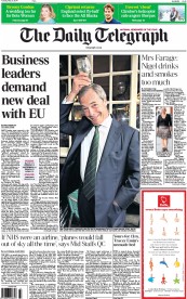 The Daily Telegraph (UK) Newspaper Front Page for 27 May 2014