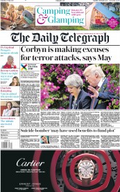 The Daily Telegraph (UK) Newspaper Front Page for 27 May 2017