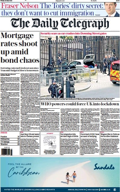 The Daily Telegraph Newspaper Front Page (UK) for 27 May 2023