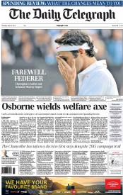The Daily Telegraph (UK) Newspaper Front Page for 27 June 2013