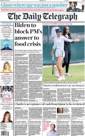The Daily Telegraph front page for 27 June 2022