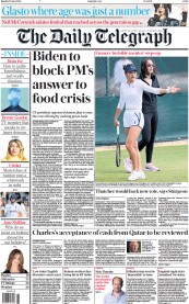 The Daily Telegraph (UK) Newspaper Front Page for 27 June 2022