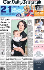 The Daily Telegraph (UK) Newspaper Front Page for 27 July 2013