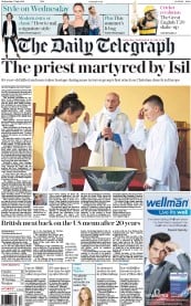 The Daily Telegraph (UK) Newspaper Front Page for 27 July 2016