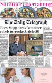 The Daily Telegraph (UK) Newspaper Front Page for 27 July 2019