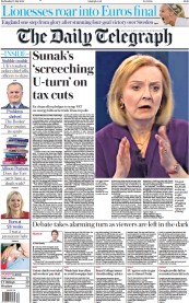 The Daily Telegraph (UK) Newspaper Front Page for 27 July 2022