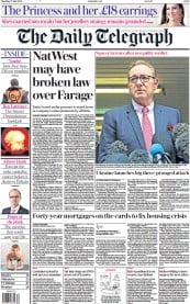 The Daily Telegraph (UK) Newspaper Front Page for 27 July 2023