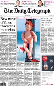 The Daily Telegraph (UK) Newspaper Front Page for 27 August 2012