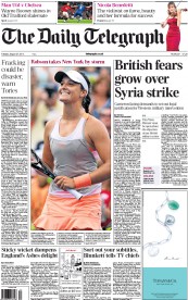 The Daily Telegraph Newspaper Front Page (UK) for 27 August 2013