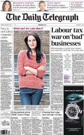 The Daily Telegraph (UK) Newspaper Front Page for 27 September 2011