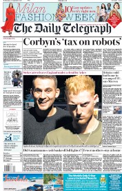 The Daily Telegraph (UK) Newspaper Front Page for 27 September 2017