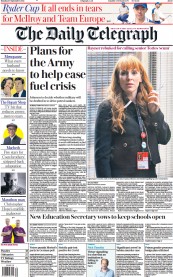 The Daily Telegraph (UK) Newspaper Front Page for 27 September 2021