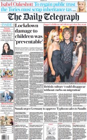 The Daily Telegraph front page for 27 September 2023