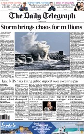 The Daily Telegraph Newspaper Front Page (UK) for 28 October 2013