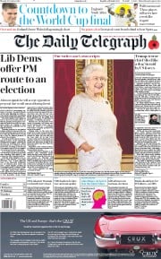 The Daily Telegraph (UK) Newspaper Front Page for 28 October 2019