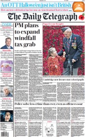 The Daily Telegraph (UK) Newspaper Front Page for 28 October 2022