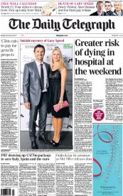 The Daily Telegraph (UK) Newspaper Front Page for 28 November 2011