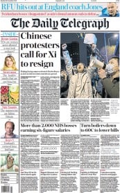 The Daily Telegraph front page for 28 November 2022