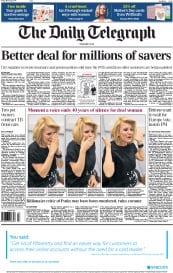 The Daily Telegraph (UK) Newspaper Front Page for 28 March 2014