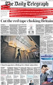 The Daily Telegraph (UK) Newspaper Front Page for 28 March 2017