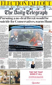 The Daily Telegraph (UK) Newspaper Front Page for 28 May 2019