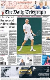 The Daily Telegraph (UK) Newspaper Front Page for 28 June 2016